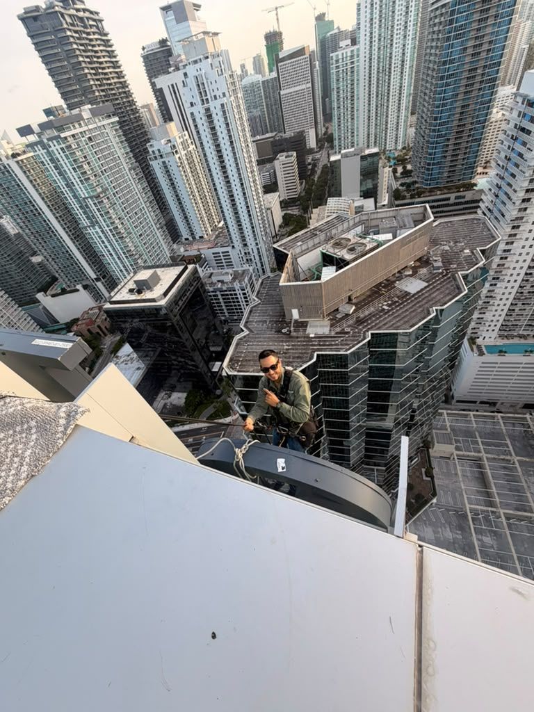 Bengis installer on a high-rise rooftop above Miami